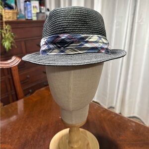 Striped Black Fedora with Plaid Band